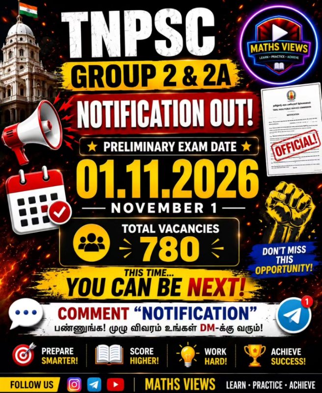 TNPSC Group 2 and 2A notification out poster with preliminary exam date